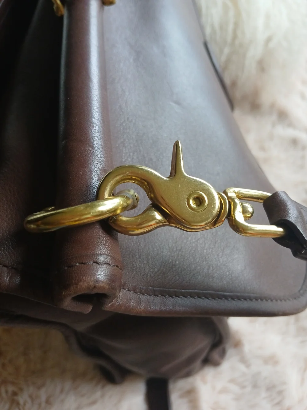 Classic Brown Leather Messenger Bag with Gold Hardware Coach.